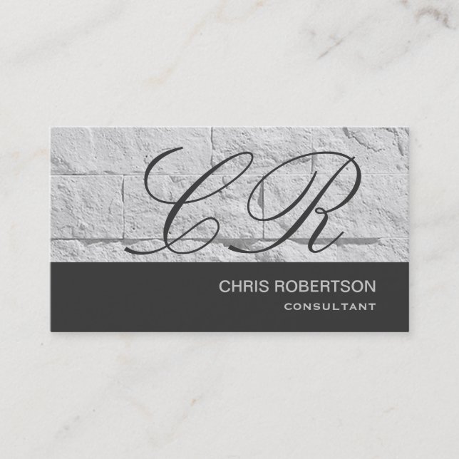 Tarjeta de presentación Monograma Gray Wall Brick  (Anverso)