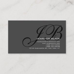 Tarjeta de presentación Monograma Gris Black Color