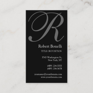 Tarjeta de presentación Monograma Gris Blanco Negr