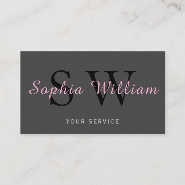 Tarjeta De Presentación Monograma gris profesional mínimo moderno (Anverso)