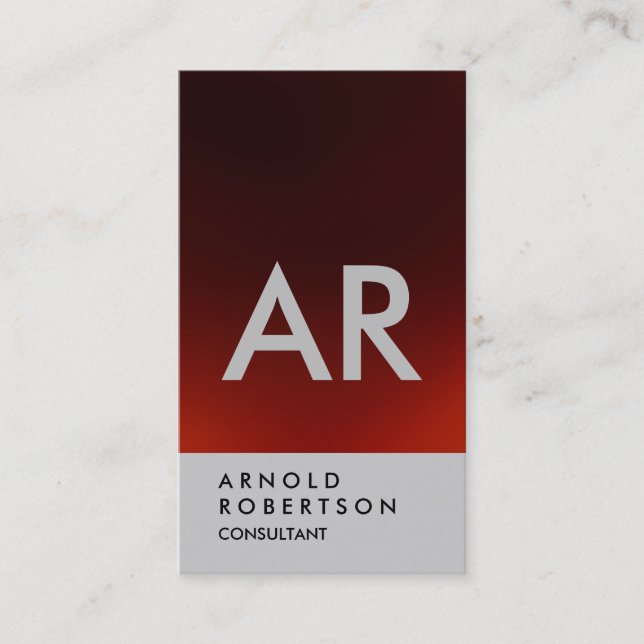 Tarjeta de presentación Monograma Gris Rojo oscuro (Anverso)