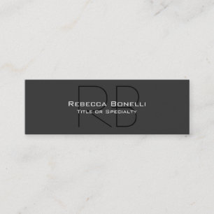 Tarjeta de presentación Monograma Gris Skinny Scri