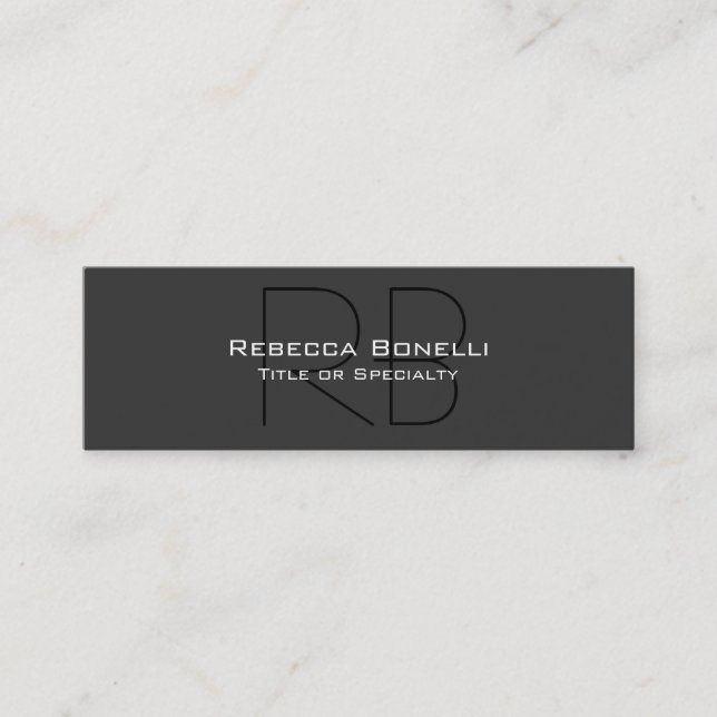 Tarjeta de presentación Monograma Gris Skinny Scri (Anverso)