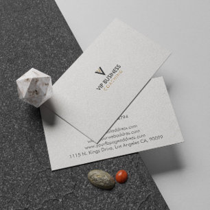 Tarjeta De Presentación Monograma Minimalista Gris Lino