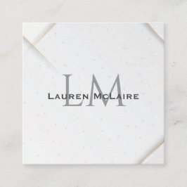 Tarjeta De Presentación Monograma Personalizado con Brillo Blanco y Acento