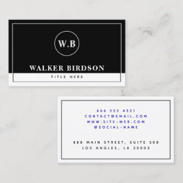 Tarjeta De Presentación Monogramado moderno en blanco y negro