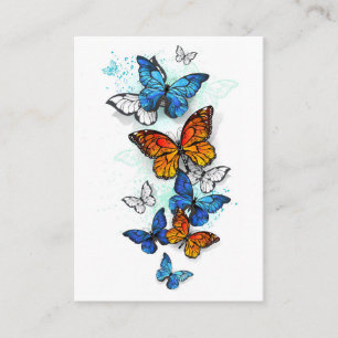 Tarjeta De Presentación Morfo y monarca de las mariposas voladoras