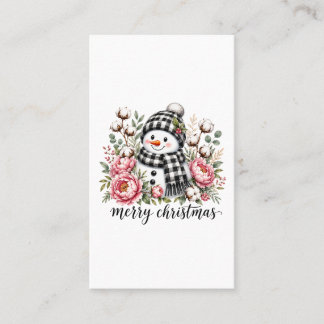 Tarjeta De Presentación Muñeco de nieve adorable Feliz Navidad