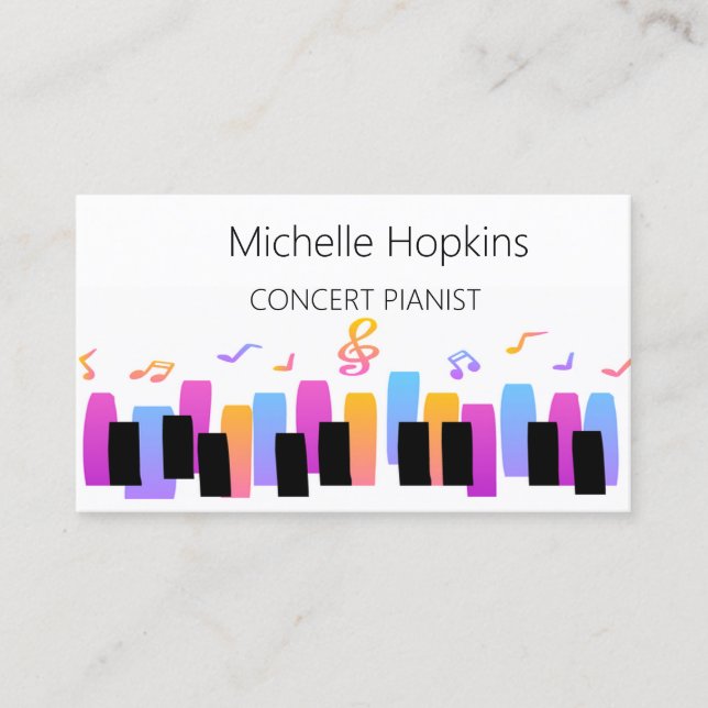 Tarjeta De Presentación Music Teacher Elegant Piano Keys Calling Card (Anverso)