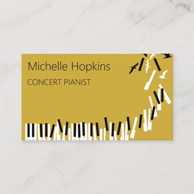 Tarjeta De Presentación Music Teacher Elegant Piano Keys Calling Card (Anverso)