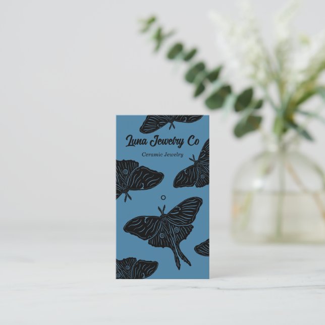 Tarjeta de presentación Mystical Luna Moth Jewelry (Anverso de pie)