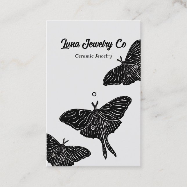 Tarjeta de presentación Mystical Luna Moth Jewelry (Anverso)