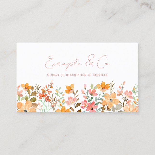 Tarjeta de presentación, Naranja rosa de acuarela  (Reverso)