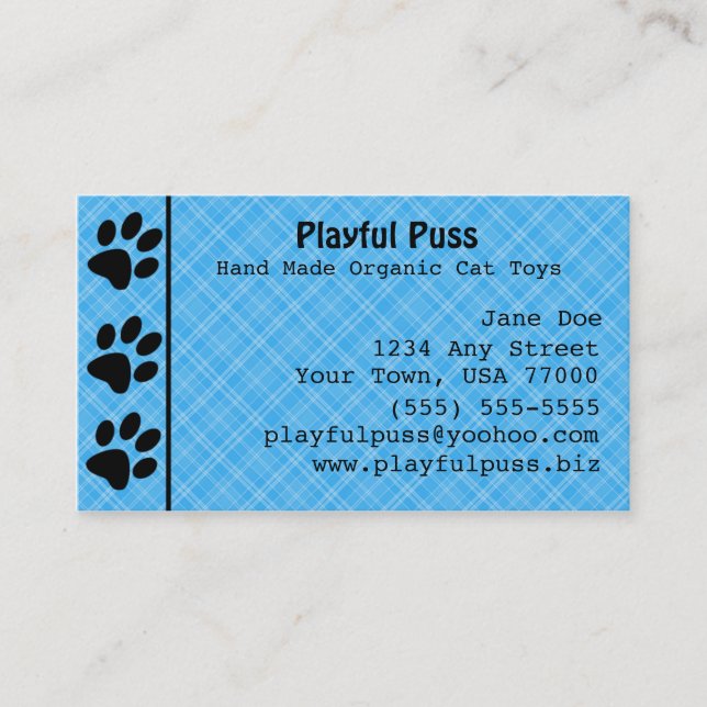 Tarjeta de presentación Naughty Kitty Blue (Anverso)