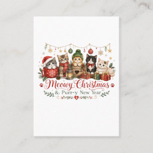 Tarjeta De Presentación Navidad Meowy y Año Nuevo Rugoso