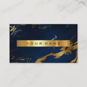Tarjeta de presentación Navy Blue Grungy Gold Marb