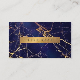 Tarjeta de presentación Navy Blue Grungy Gold Marb