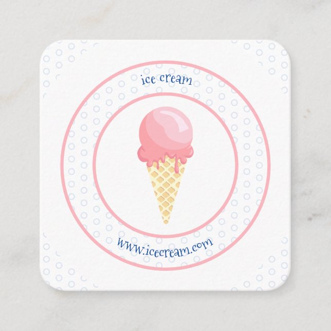 Tarjeta De Presentación Negocio de helado azul rosa (Anverso)