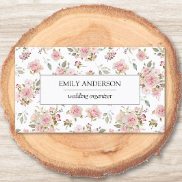 Tarjeta De Presentación Negocio floral de flores rosadas antiguas