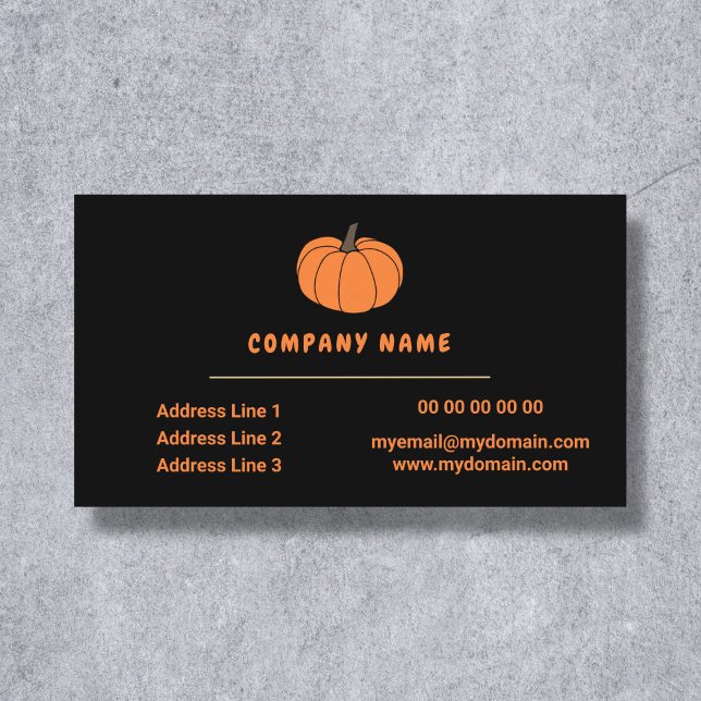 Tarjeta de presentación negra para calabazas (Pumpkin Black Business Card)