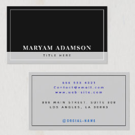 Tarjeta De Presentación Negro moderno y gris plateado