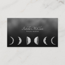 Tarjeta De Presentación Negro y Relieve metalizado plateado Textura Luna M