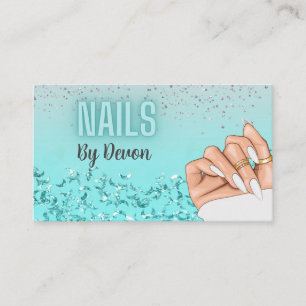 Tarjeta de presentación Neon Blue Purpurina Glam N