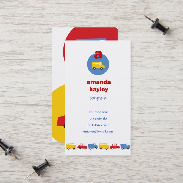 Tarjeta De Presentación Niños Juguetes divertido transporte retro divertid (Anverso/Reverso In Situ)