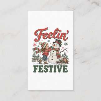 Tarjeta De Presentación Niños Muñeco de Nieve de Navidad Sintiendo Festivo