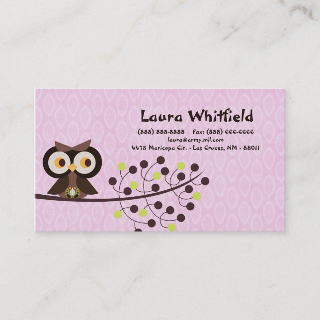 Tarjeta de presentación nocturna de Woodland Hoot (Anverso)