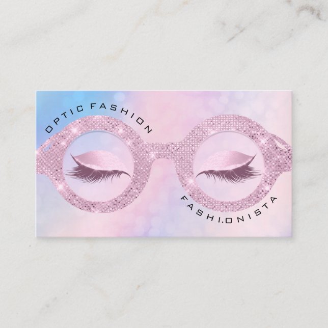 Tarjeta De Presentación Nombramiento Holograma óptico Gafas de ojos rosado (Anverso)