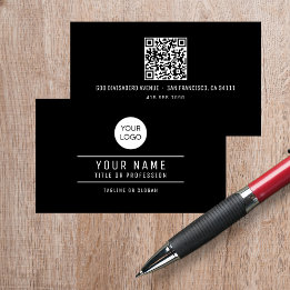 Tarjeta De Presentación Nombre de código QR Logotipo profesional Negro