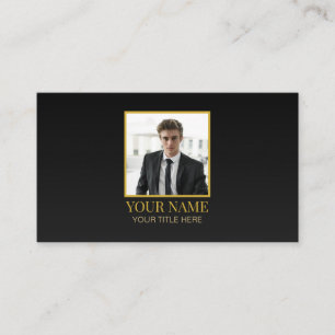 Tarjeta De Presentación Nombre de foto de lujo personalizado todo en negro
