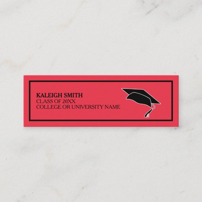 Tarjeta De Presentación Nombre de inserción de graduación roja de personal (Anverso)