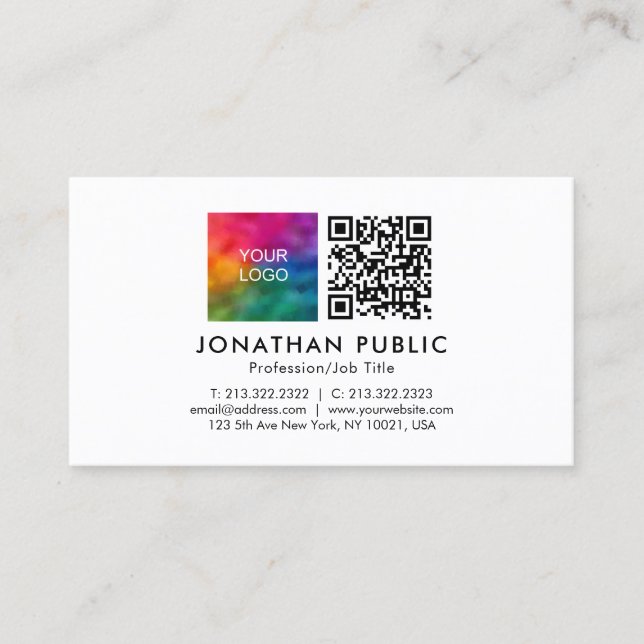 Tarjeta De Presentación Nombre de personalizado de empleado Código QR Logo (Anverso)