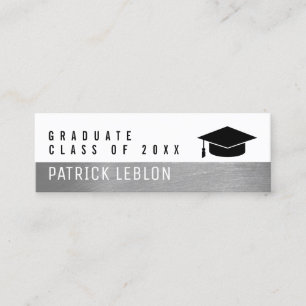 Tarjeta De Presentación Nombre del graduado, clase elegante de, blanco y n
