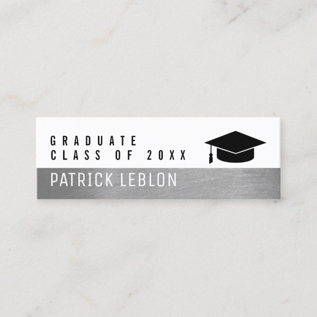 Tarjeta De Presentación Nombre del graduado, clase elegante de, blanco y n (Anverso)