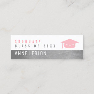 Tarjeta De Presentación Nombre del graduado, clase elegante de mujeres ros