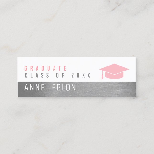 Tarjeta De Presentación Nombre del graduado, clase elegante de mujeres ros (Anverso)