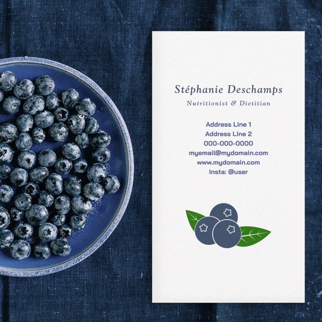 Tarjeta de presentación Nutricionista y Dietista B (Nutritionist & Dietitian Blueberry Business Card)
