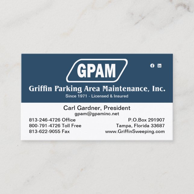 Tarjeta de presentación oficial GPAM (Anverso)