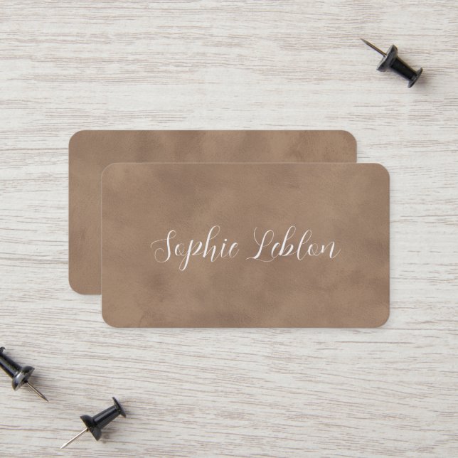 Tarjeta De Presentación Old Brown Contact Card with Handwritten Name (Anverso/Reverso In Situ)