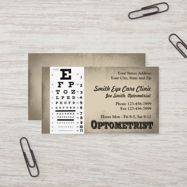 Tarjeta de presentación Optometrist (Anverso/Reverso In Situ)