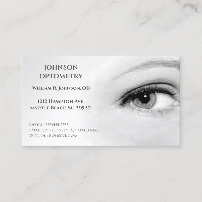 Tarjeta de presentación Optometrist/Optometry (Anverso)