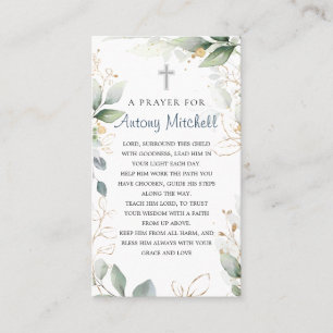 Tarjeta De Presentación Oración de Foliage Cross Baptism