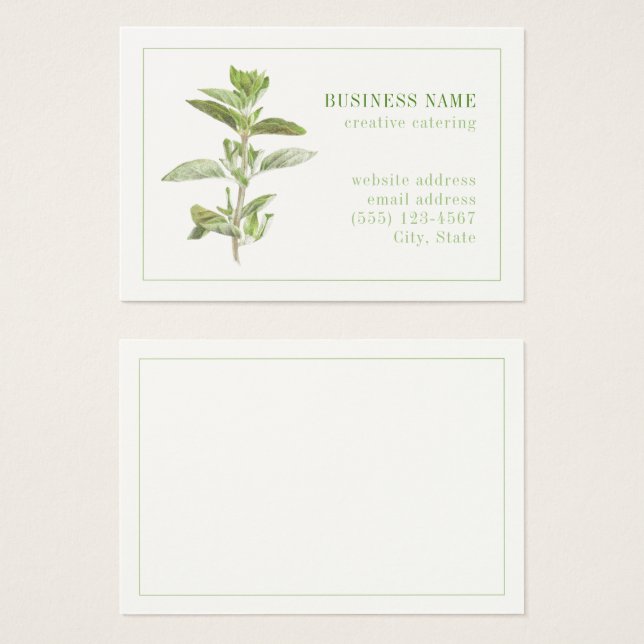 Tarjeta de presentación OREGANO 3.5x2.5 FRESH (Anverso y reverso)