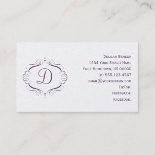 Tarjeta de presentación Ornate Purple Pearlized Mo