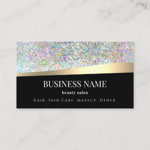 Tarjeta De Presentación Oro de belleza con brillo holográfico negro