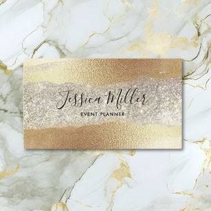 Tarjeta De Presentación Oro Moderno Diamante Brillo Falso Hoja Lujo Glam