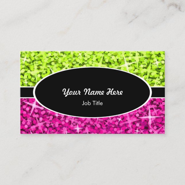 Tarjeta de presentación ovalada rosa Glitz Mix Lim (Anverso)